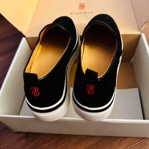Bill Blass Black Suede Platform Loafers